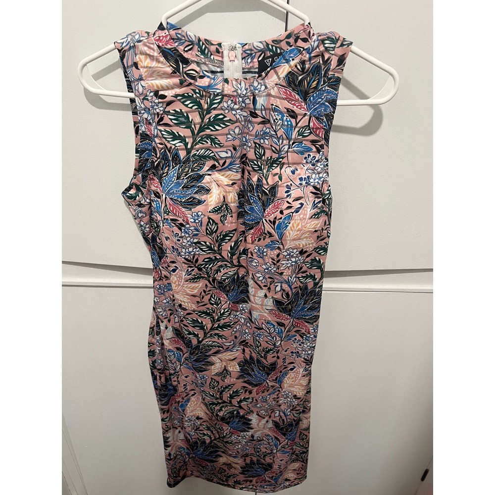 Guess Los Angeles Floral Print Sleeveless Dress Pink Blue Size 6
